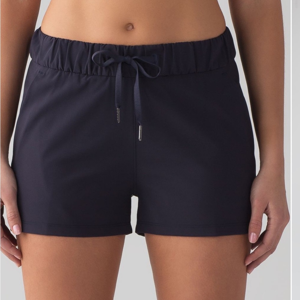 Lululemon Blue Athletic Shorts with Elastic Waistband and Drawstring
